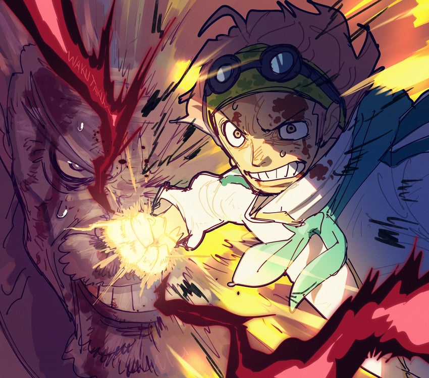 koby and monkey d. garp (one piece) drawn by taku_(aywakutakuay)