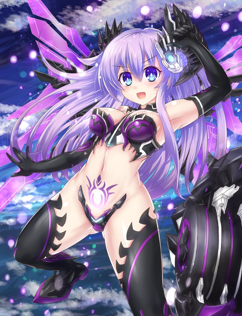 purple sister (neptune and 1 more) drawn by kazuneko_(wktk1024)