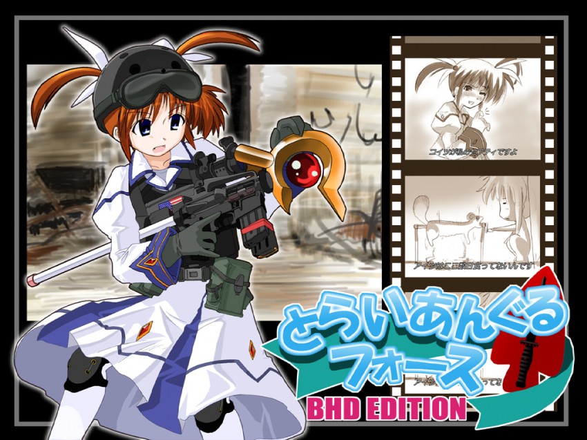 fate testarossa, takamachi nanoha, raising heart, and yuuno scrya (lyrical nanoha and 5 more) drawn by excel_(gewalt)