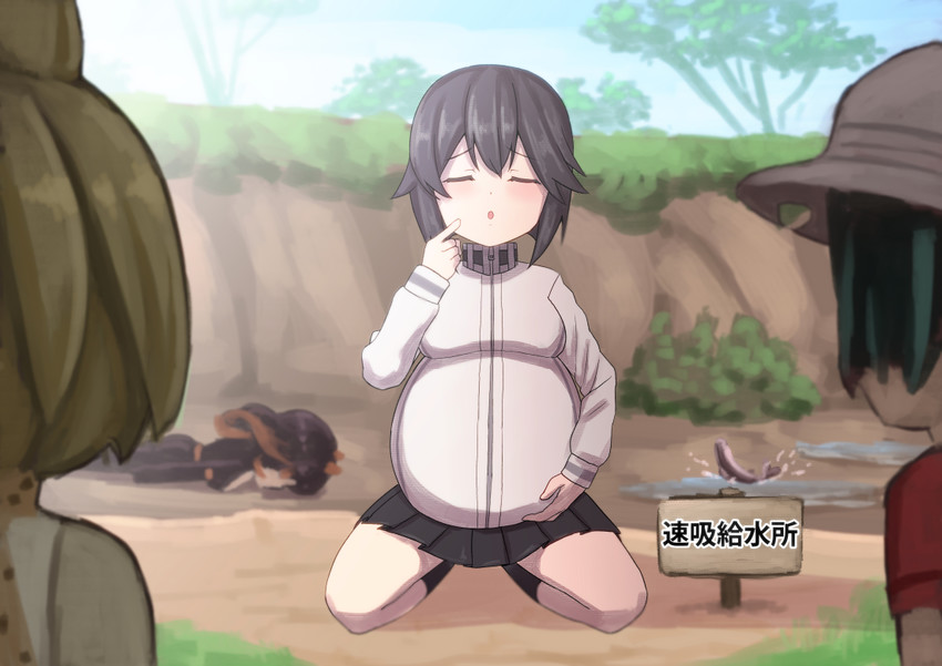 serval, kaban, hayasui, and hippopotamus (kantai collection and 1 more) drawn by misumi_(niku-kyu)