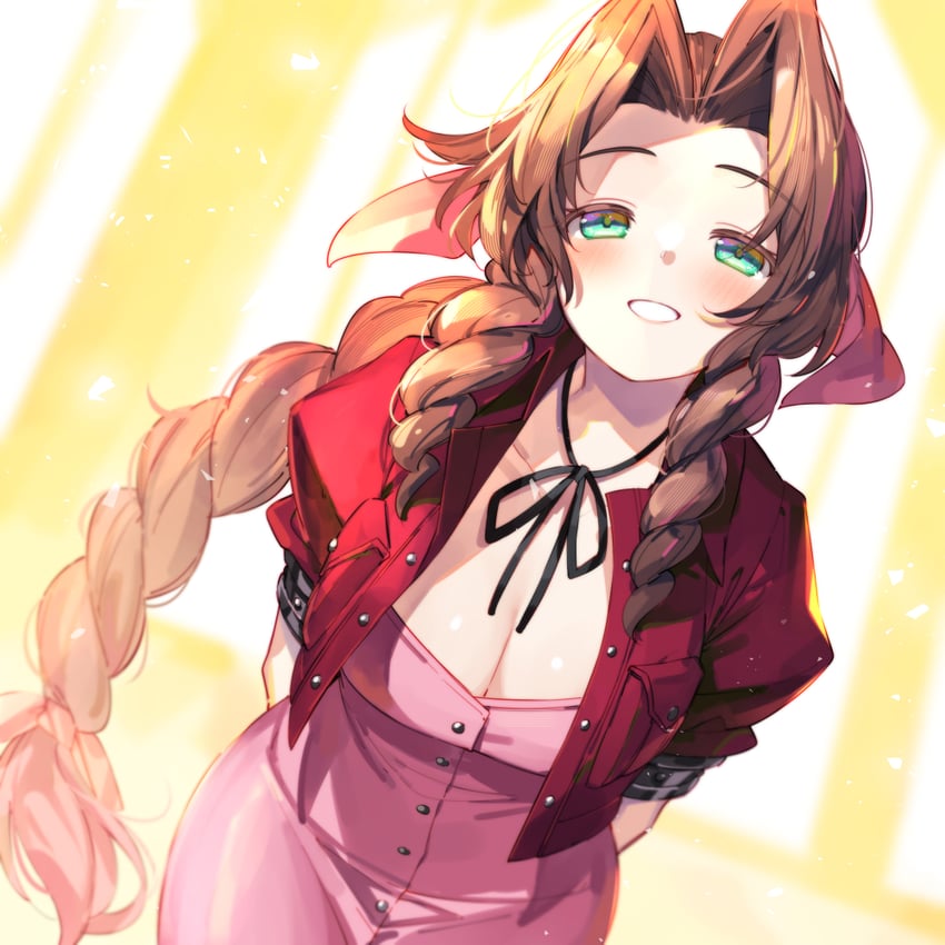 aerith gainsborough (final fantasy and 1 more) drawn by bucchake_(asami)