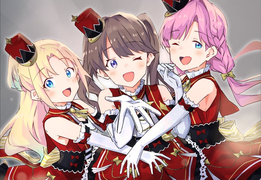fujishima megumi, osawa rurino, and anyoji hime (love live! and 1 more) drawn by shiroko79