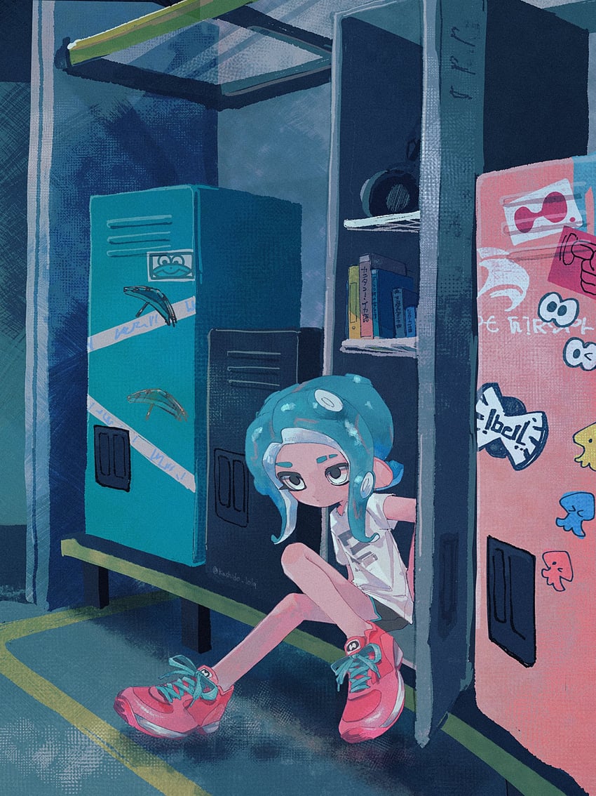 octoling player character and octoling girl (splatoon and 1 more) drawn by kashido_lolq