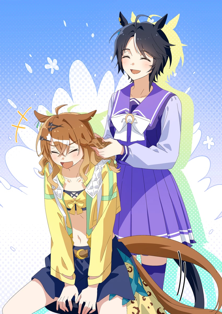 jungle pocket and fuji kiseki (umamusume) drawn by duck_sal