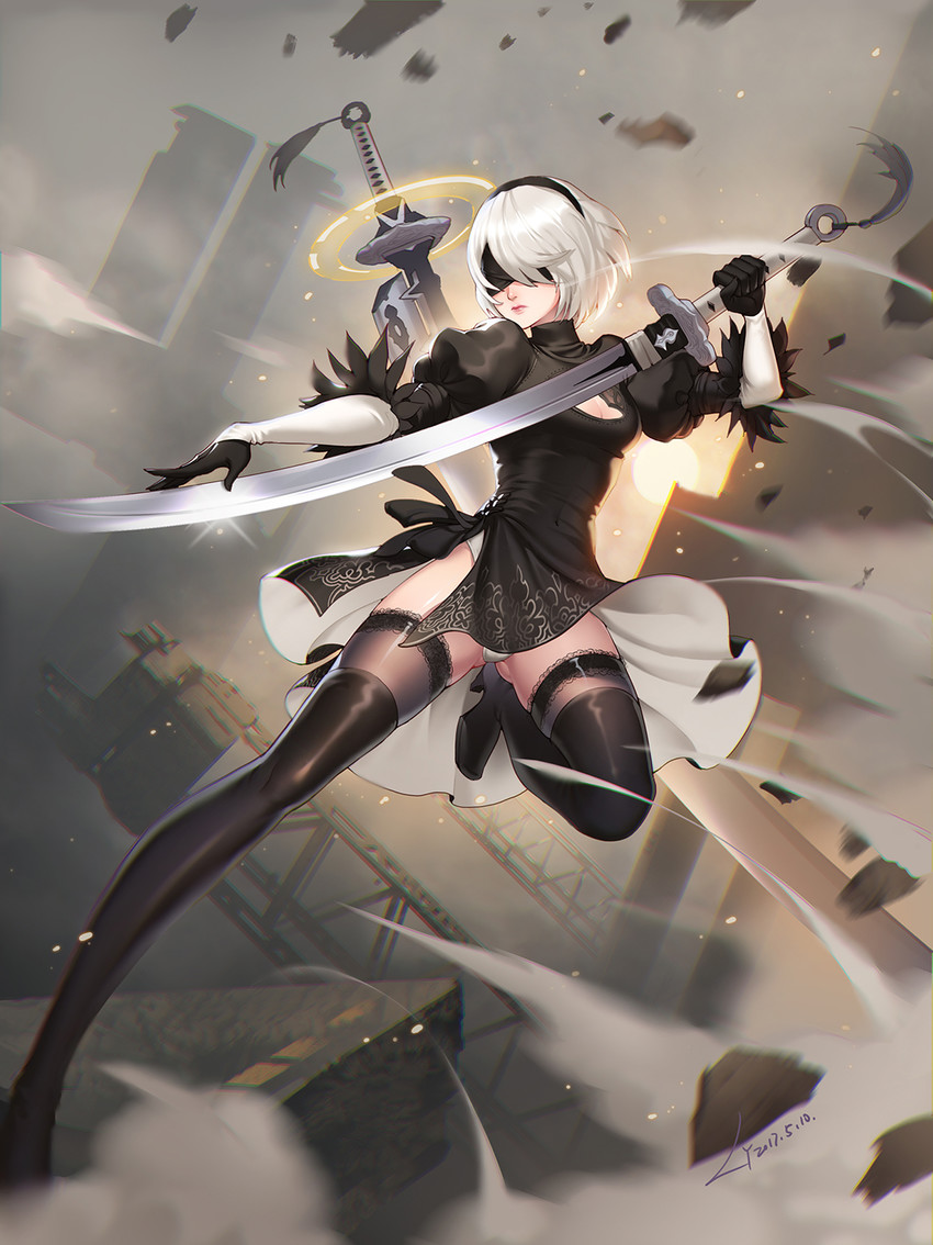 2b (nier and 1 more) drawn by lian_yao