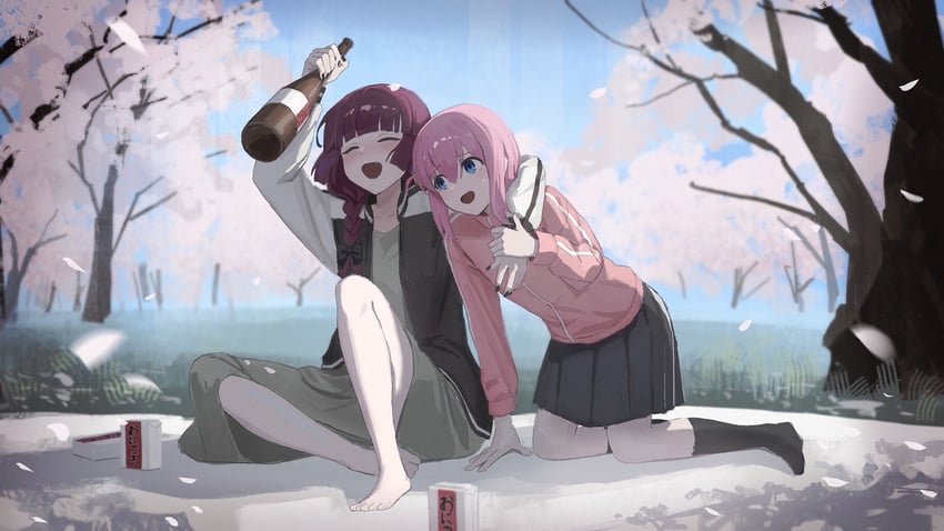 gotoh hitori and hiroi kikuri (bocchi the rock!) drawn by nekoreito