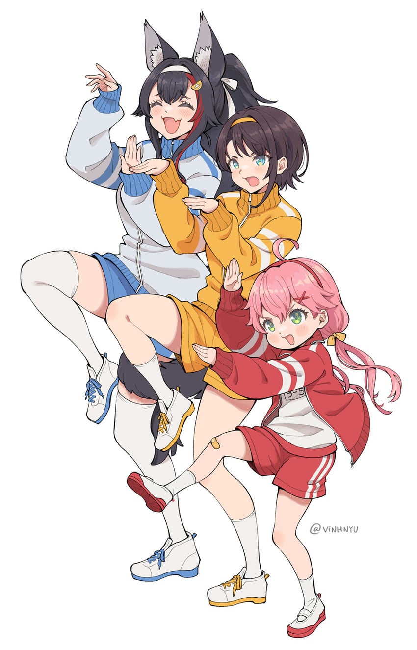 sakura miko, ookami mio, and oozora subaru (hololive and 1 more) drawn by vinhnyu