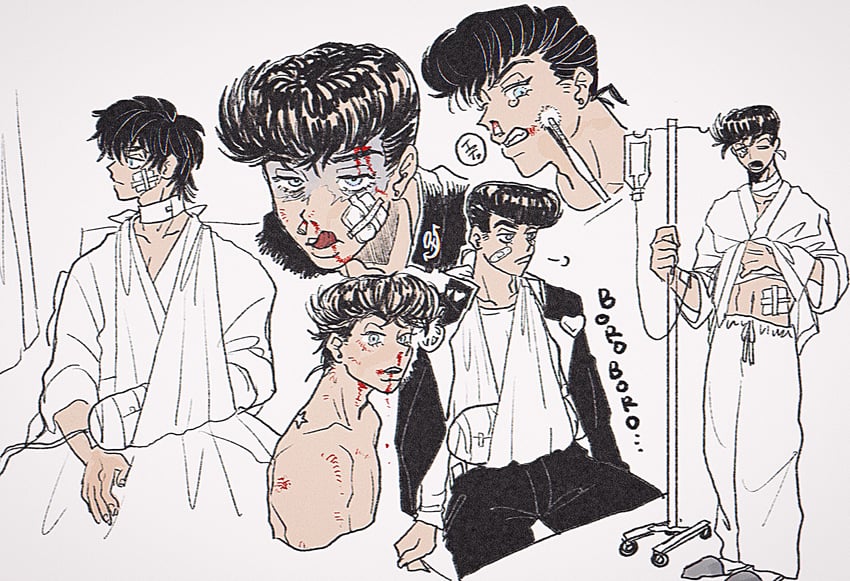 higashikata josuke (jojo no kimyou na bouken and 1 more) drawn by t_0nd