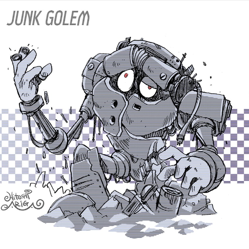 junk golem (mega man and 2 more) drawn by ariga_hitoshi