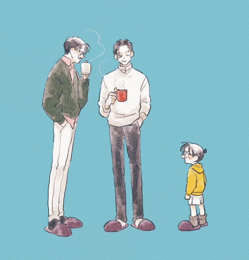 edogawa conan, akai shuuichi, and kudou yuusaku (meitantei conan) drawn by nanteiiyoru