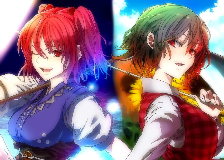 kazami yuuka and onozuka komachi (touhou) drawn by chirigami-san