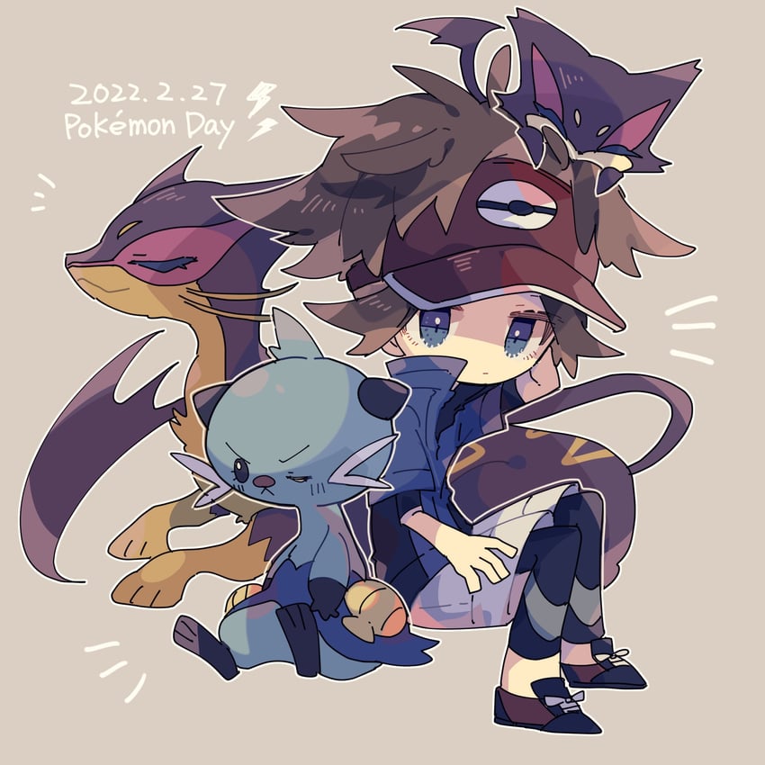 nate, purrloin, liepard, and dewott (pokemon and 1 more) drawn by nikorashi-ka