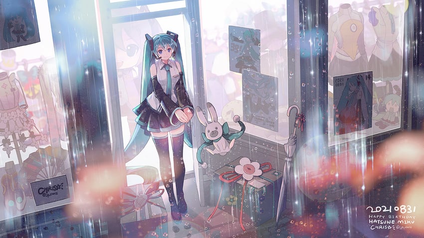 hatsune miku, yuki miku, magical mirai miku, rabbit yukine, hachune miku, and 1 more (vocaloid and 5 more) drawn by chris4708