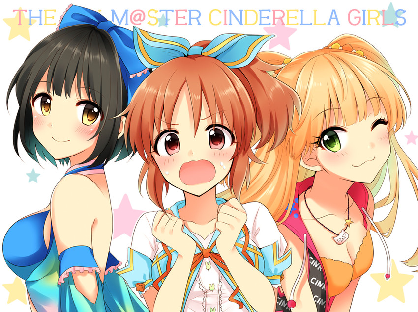 jougasaki rika, abe nana, and takafuji kako (idolmaster and 1 more) drawn by pu_uq