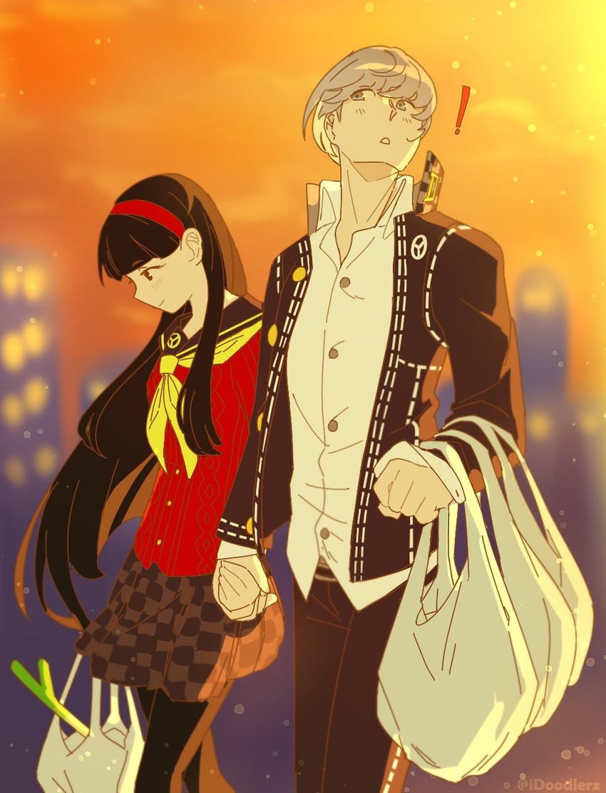 narukami yu and amagi yukiko (persona and 1 more) drawn by irootie