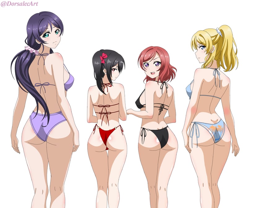 nishikino maki, tojo nozomi, yazawa nico, and ayase eli (love live! and 1 more) drawn by dorsalecart