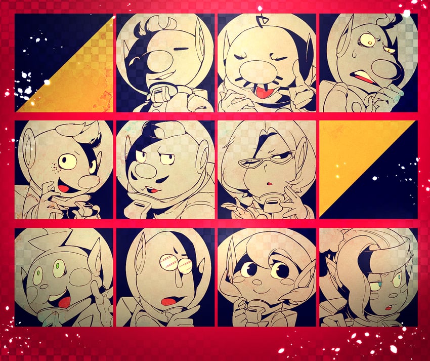 olimar, louie, rescue officer, alph, brittany, and 5 more (pikmin) drawn by shirushiki
