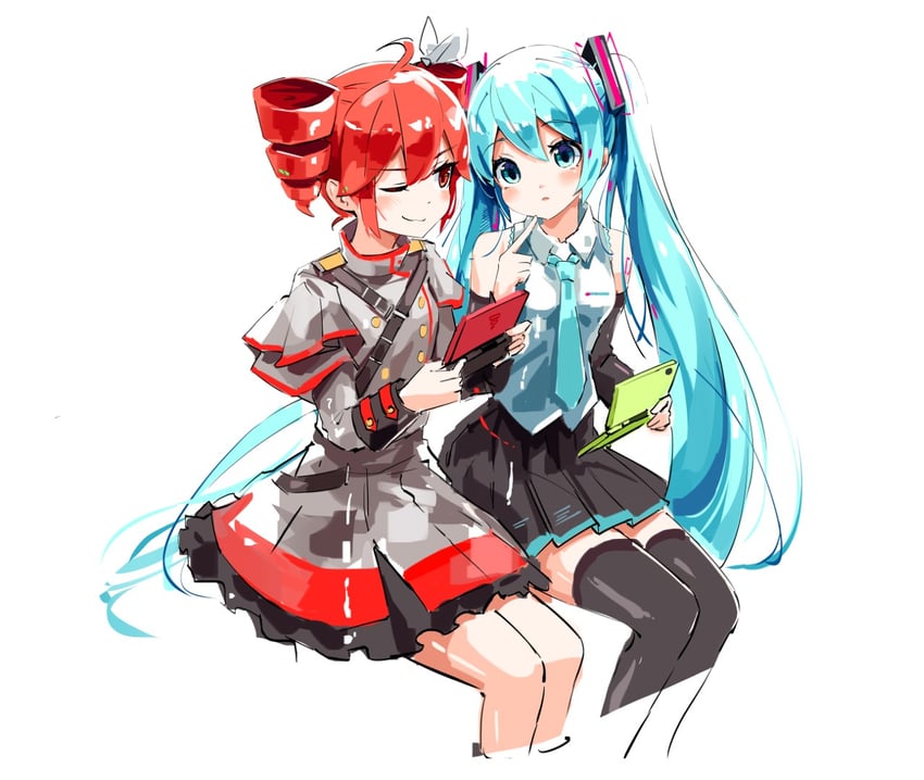 hatsune miku and kasane teto (vocaloid and 2 more) drawn by mp777b