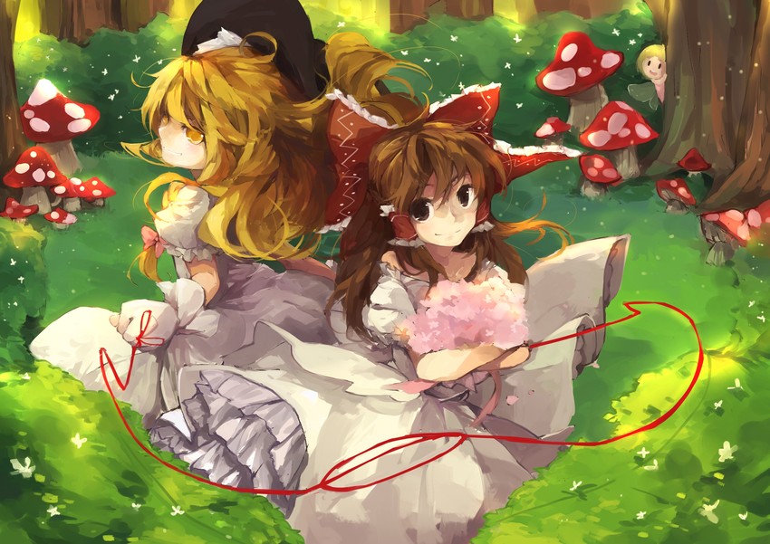hakurei reimu and kirisame marisa (touhou) drawn by imoko_(imonatsuki)