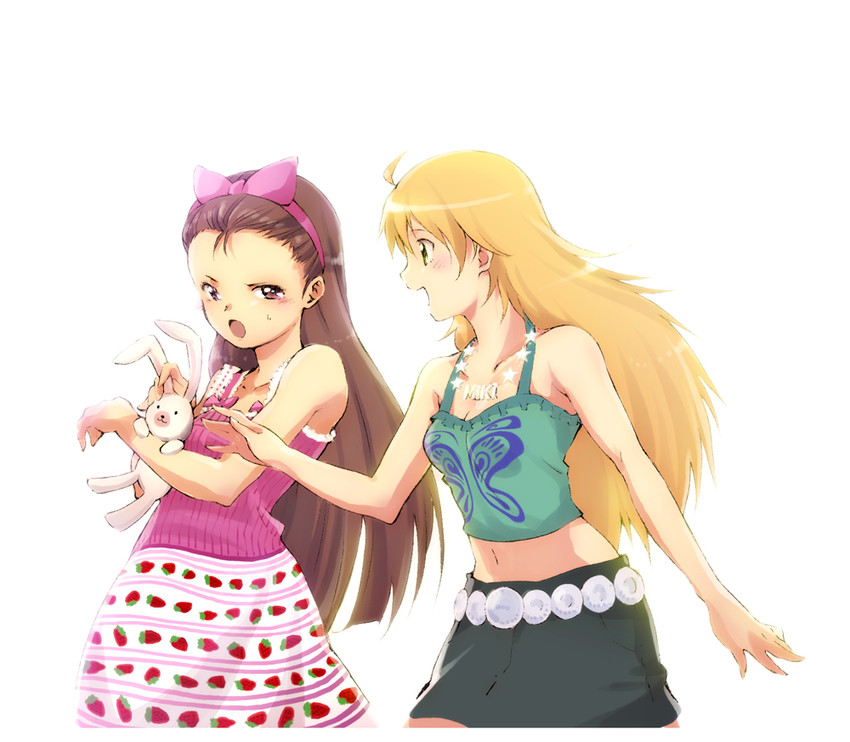 hoshii miki, minase iori, and usa-chan (idolmaster) drawn by riyo_(riyontoko)