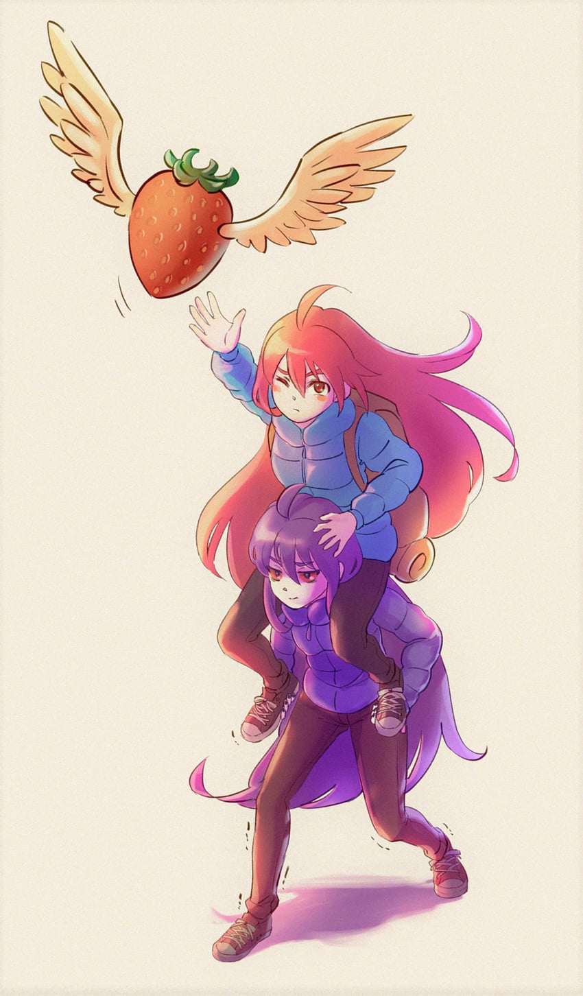 madeline and badeline (celeste) drawn by fuwamoko_momen_toufu