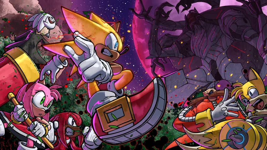 sonic the hedgehog, amy rose, tails, knuckles the echidna, dr. eggman, and 5 more (sonic and 2 more) drawn by sammytighe