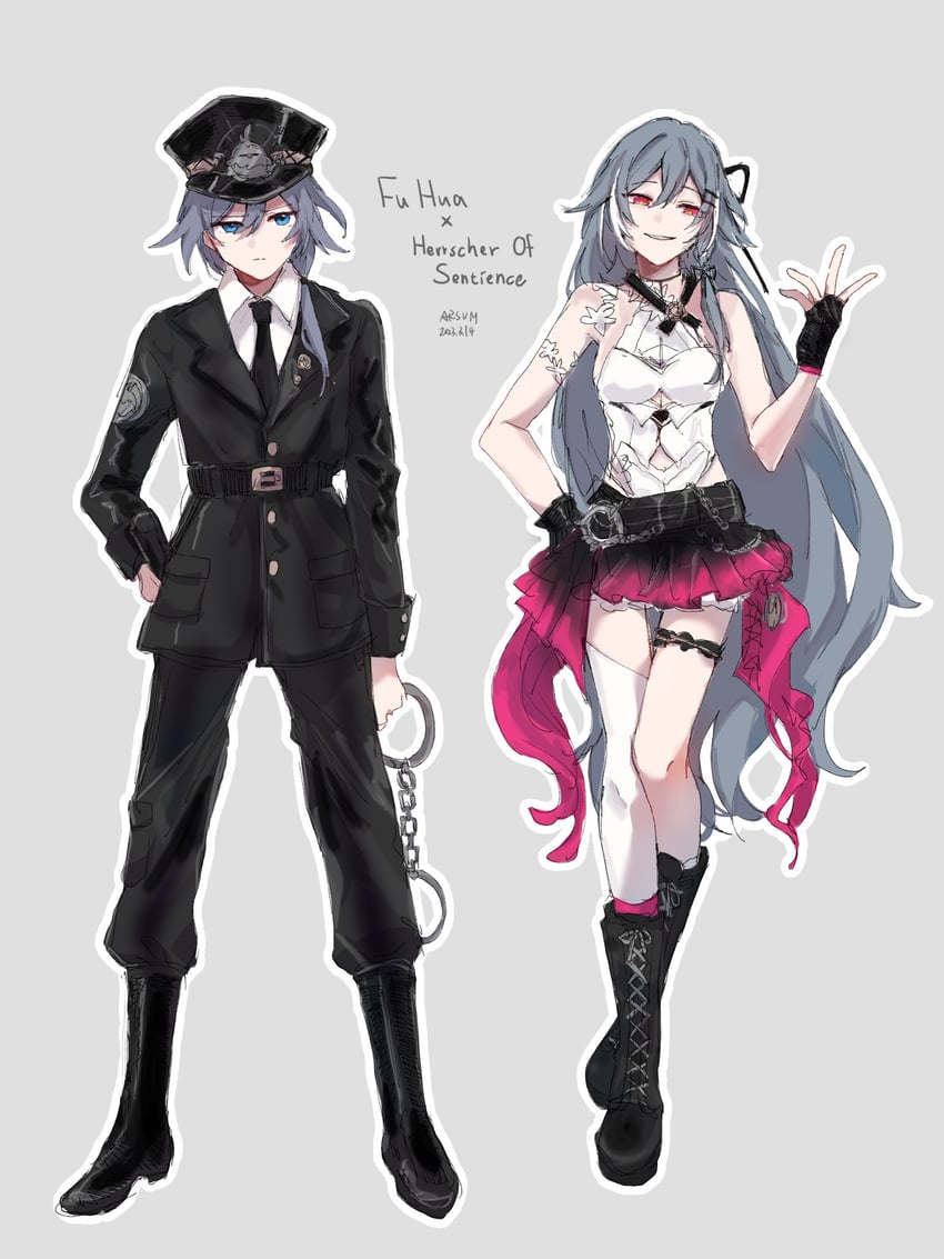 fu hua and herrscher of sentience (honkai and 1 more) drawn by arsum0731