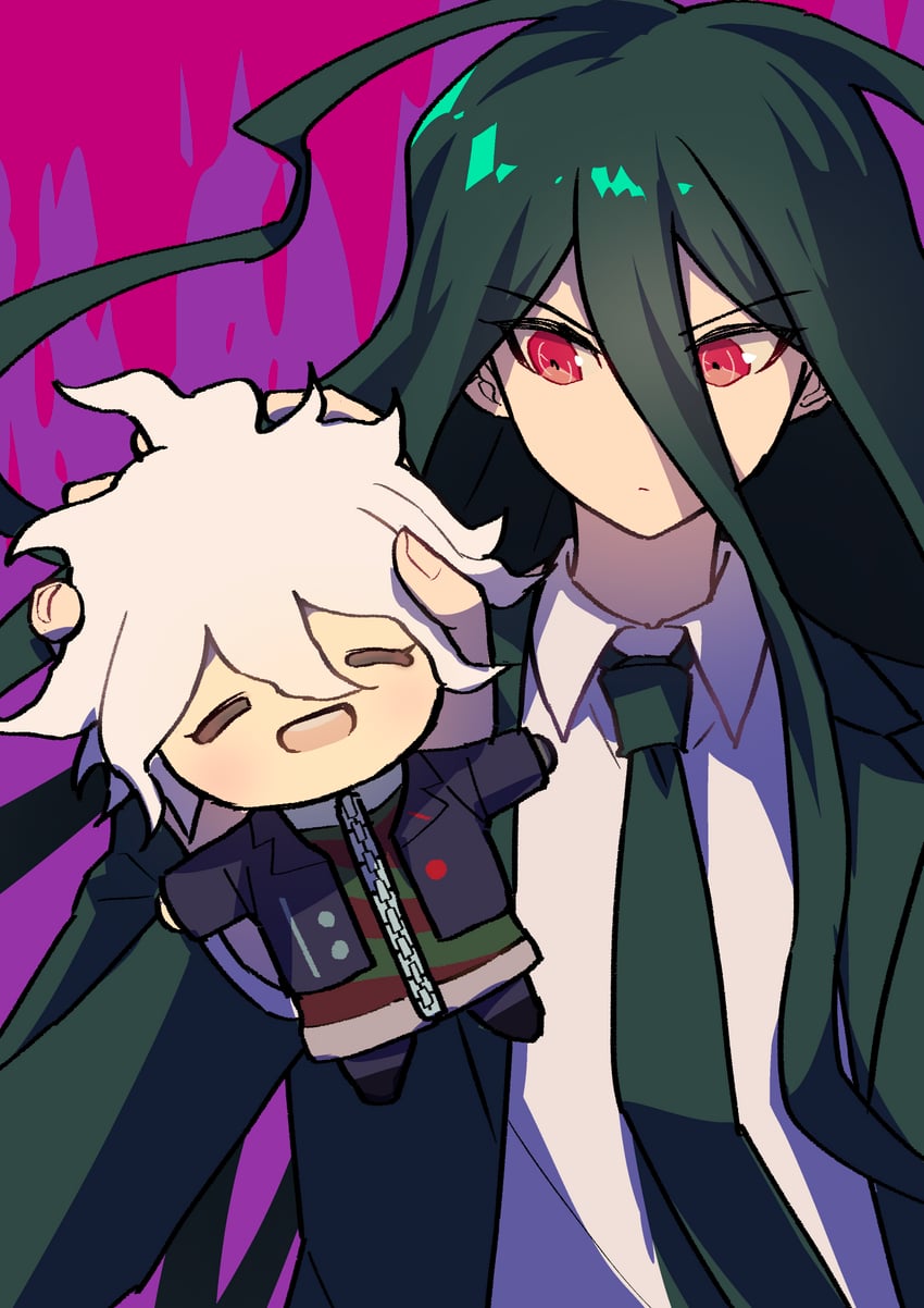 komaeda nagito, kamukura izuru, and servant (danganronpa and 2 more) drawn by youko-shima
