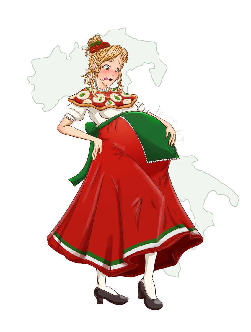 miss italy and italia turrita (original) drawn by plus1b
