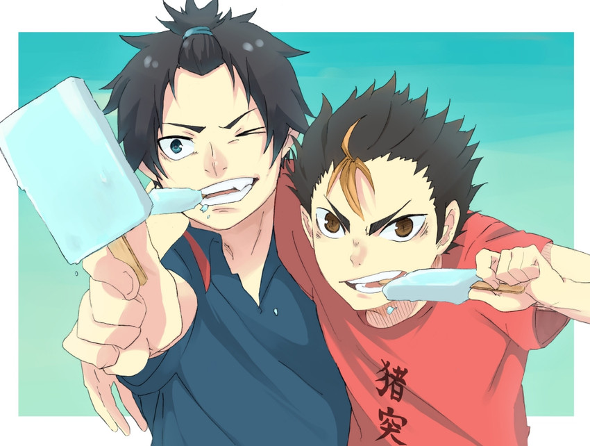 okumura rin, nishinoya yuu, and okamoto nobuhiko (haikyuu!! and 1 more) drawn by zero_(p5jin25l8)