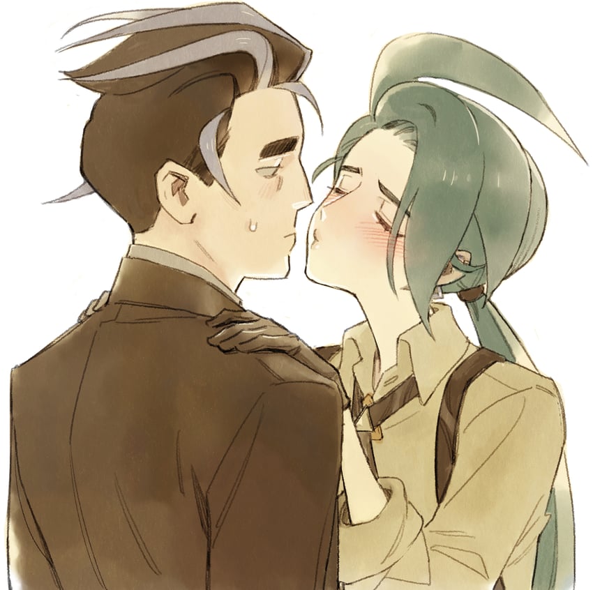rika and larry (pokemon and 1 more) drawn by nicca_(nicca11y)