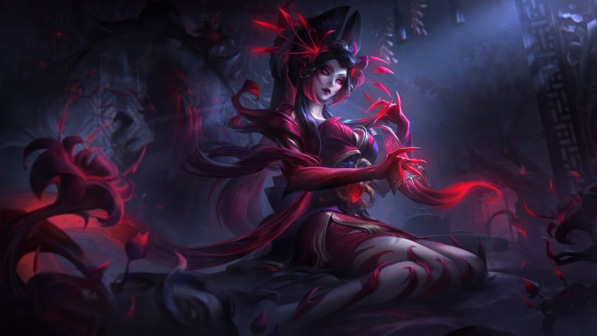zyra and blood moon zyra (league of legends) drawn by marie_magny