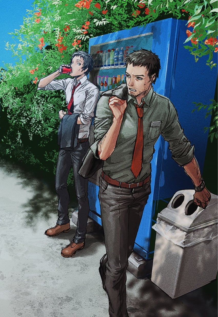 adachi tooru and doujima ryoutarou (persona and 1 more) drawn by morrisuit