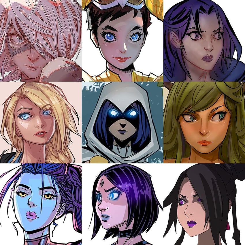 morrigan aensland, widowmaker, raven, and lulu (final fantasy and 7 more) drawn by davecavedraws