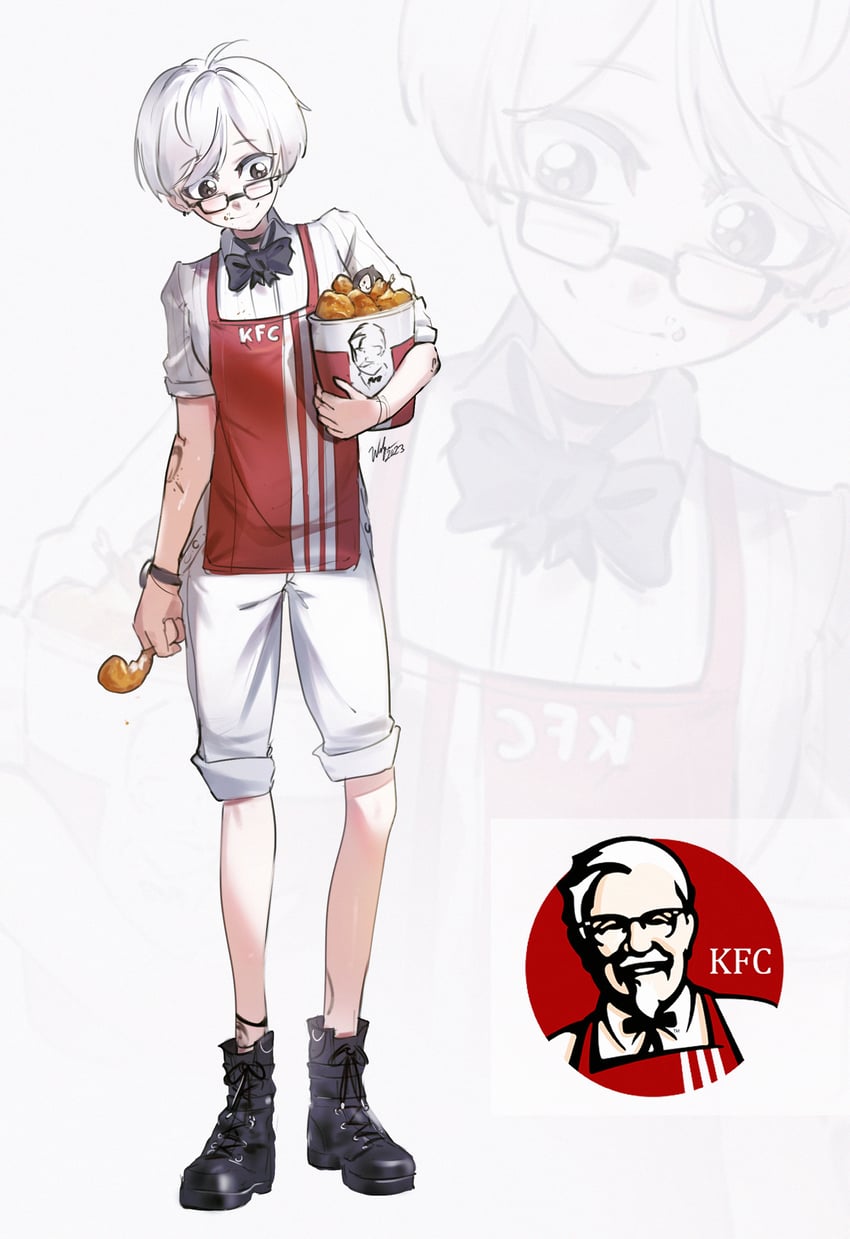 kuchiki rukia and colonel sanders (bleach and 1 more) drawn by waligner