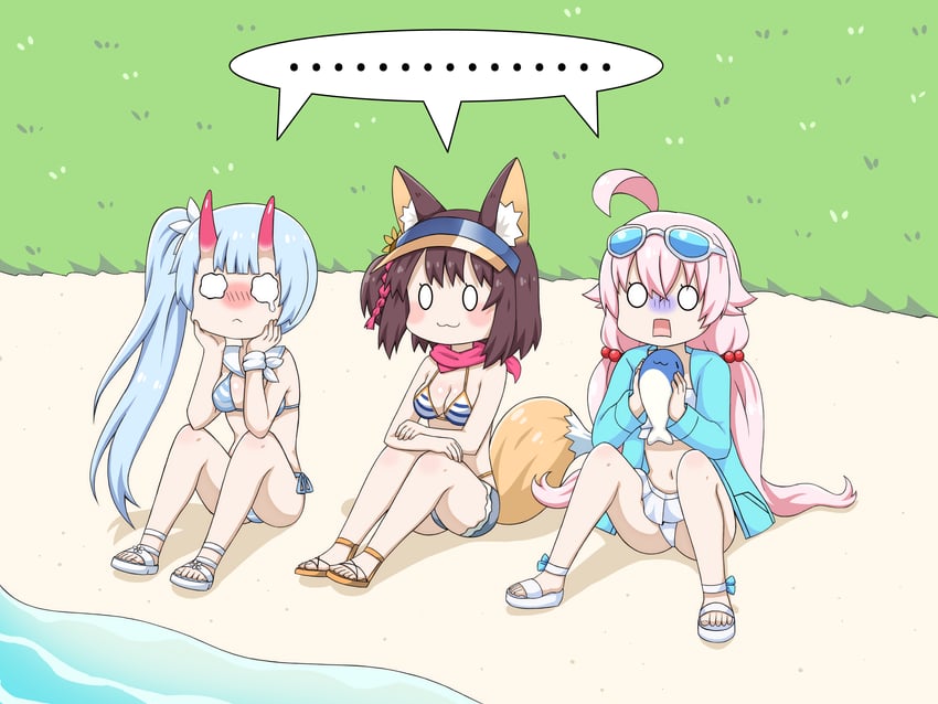 hoshino, izuna, and chise (blue archive) drawn by greenteaneko