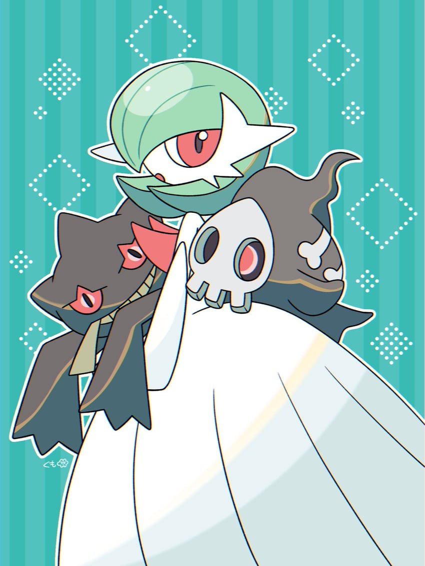 gardevoir, mega gardevoir, banette, and duskull (pokemon) drawn by kumo_o_o