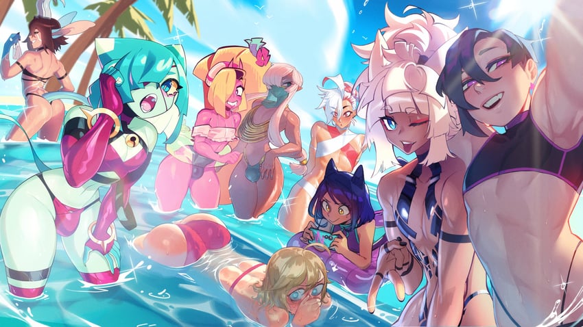 murasaki, joey, velo, asmo, yonu, and 4 more (original) drawn by 0lightsource, gattles, kitt_betelgeuse, krekkov, lyuka, matemi, qtori, sotcho, and zephyr_gales