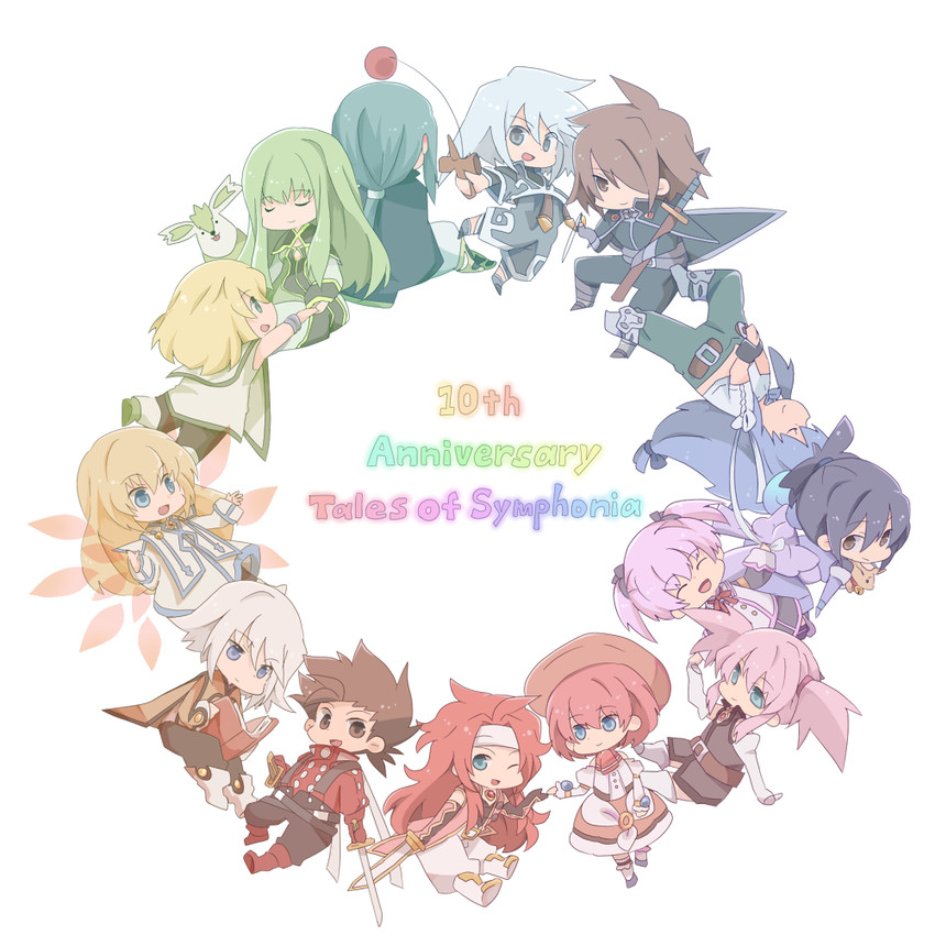 colette brunel, lloyd irving, fujibayashi sheena, zelos wilder, presea combatir, and 11 more (tales of and 1 more) drawn by yakigyouza
