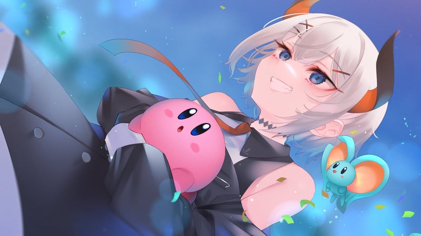 kirby, elfilin, and levi elipha (nijisanji and 2 more) drawn by 7zu7