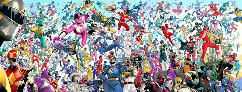 tyranno ranger, dragon ranger, ptera ranger, mighty morphin green ranger, mighty morphin red ranger, and 334 more (super sentai and 43 more) drawn by dan_mora