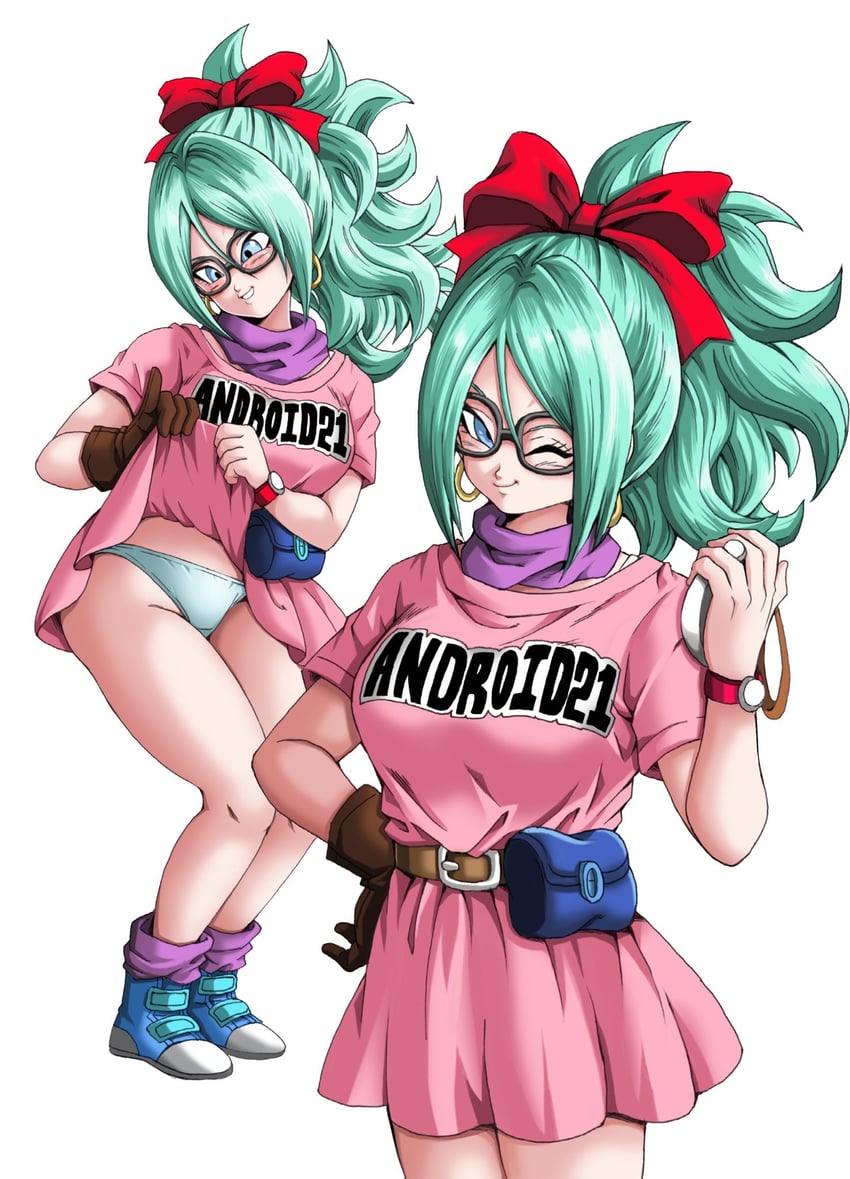 bulma and android 21 (dragon ball and 1 more) drawn by youngjijii