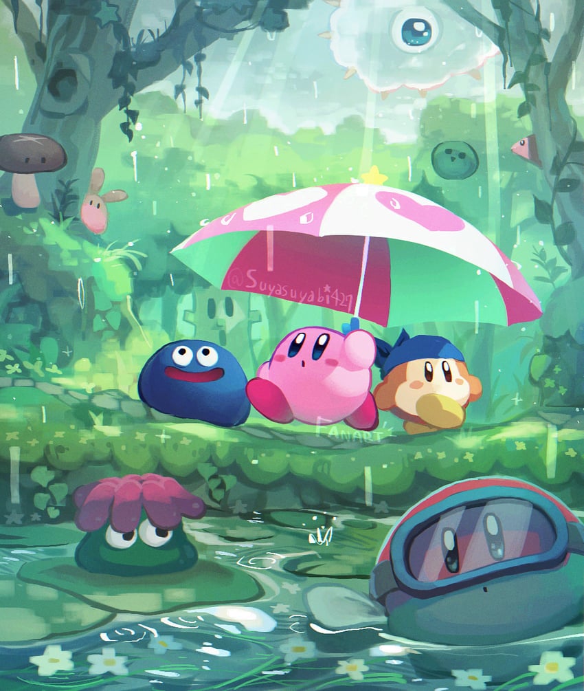 kirby, bandana waddle dee, gooey, whispy woods, kracko, and 7 more (kirby) drawn by suyasuyabi