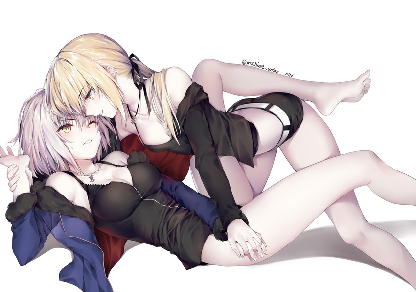 artoria pendragon, jeanne d'arc alter, and saber alter (fate and 1 more) drawn by obiwan