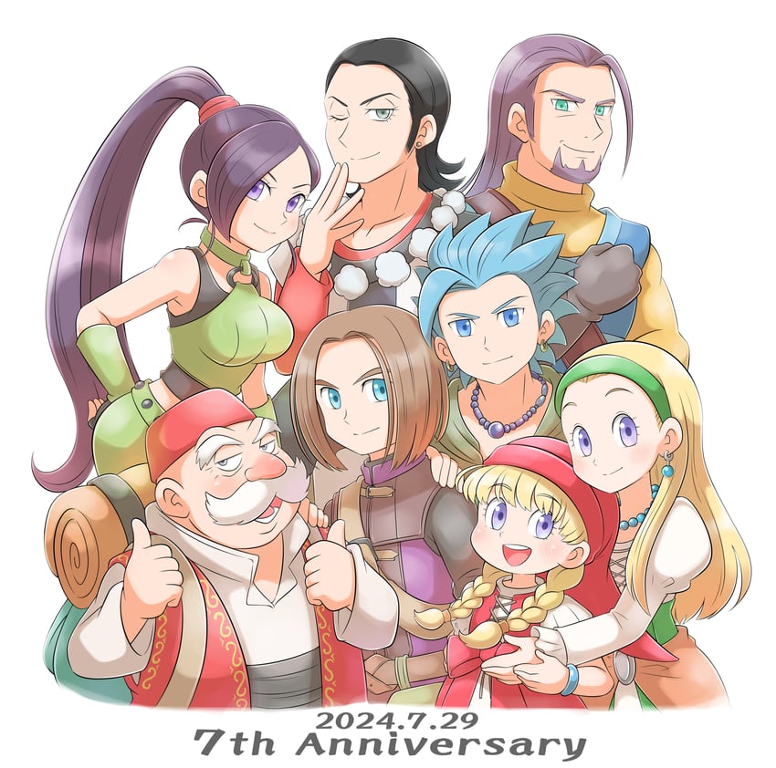 hero, martina, camus, veronica, senya, and 3 more (dragon quest and 1 more) drawn by aogaeru_(pixiv46613656)