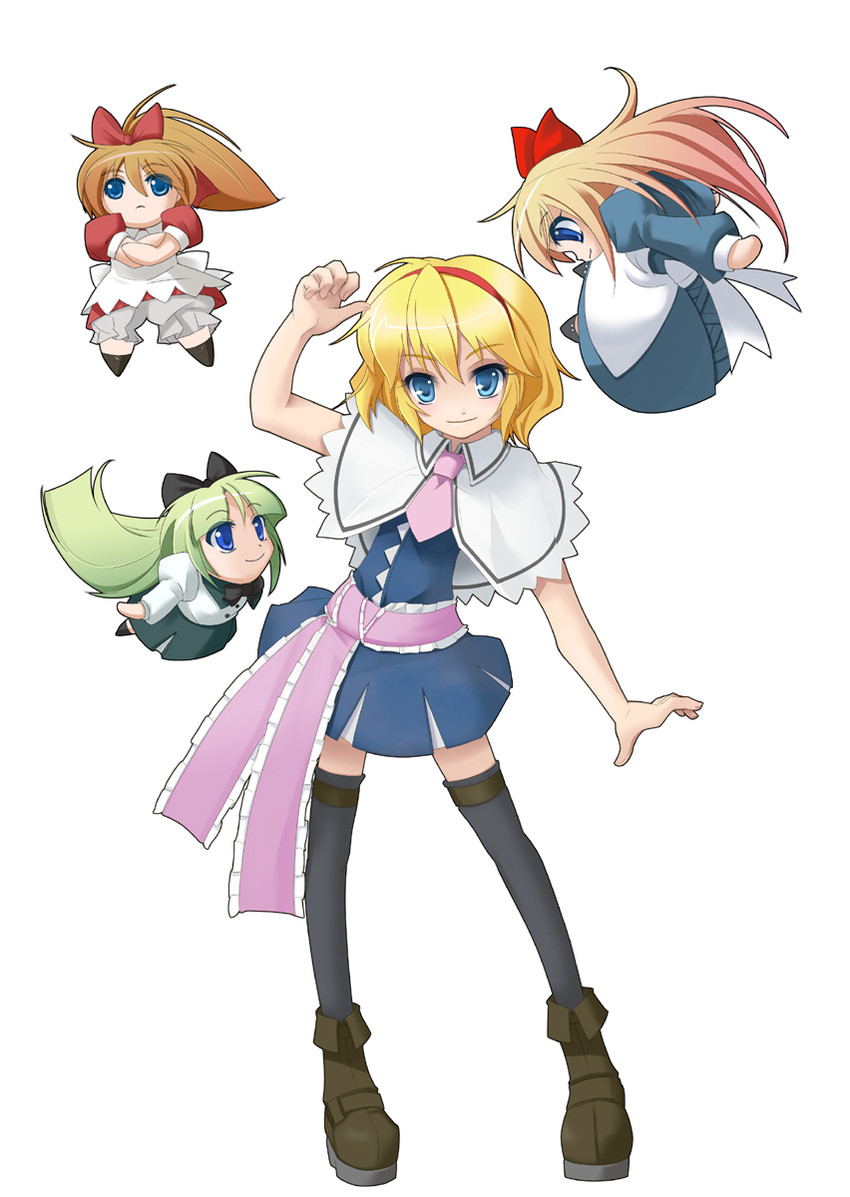 alice margatroid, shanghai doll, and hourai doll (touhou) drawn by wapokichi