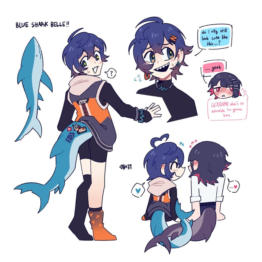 ellen joe and belle (zenless zone zero) drawn by g0mitrash