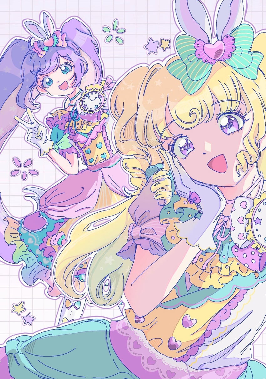 manaka laala and yumekawa yui (pretty series and 2 more) drawn by ku_(kuooss)