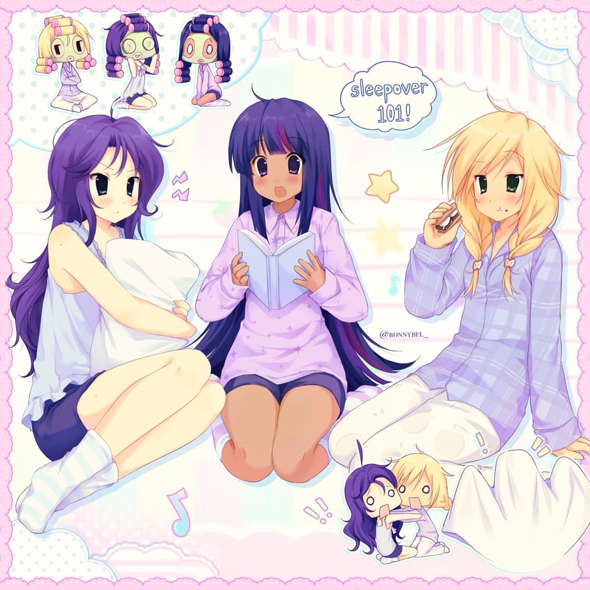 twilight sparkle, rarity, and applejack (my little pony and 1 more) drawn by jelly_(bonnybel)