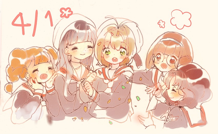 kinomoto sakura, daidouji tomoyo, sasaki rika, yanagisawa naoko, and mihara chiharu (cardcaptor sakura) drawn by sunflower-m